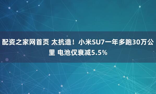 配资之家网首页 太抗造！小米SU7一年多跑30万公里 电池仅衰减5.5%
