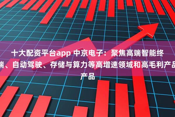 十大配资平台app 中京电子：聚焦高端智能终端、自动驾驶、存储与算力等高增速领域和高毛利产品